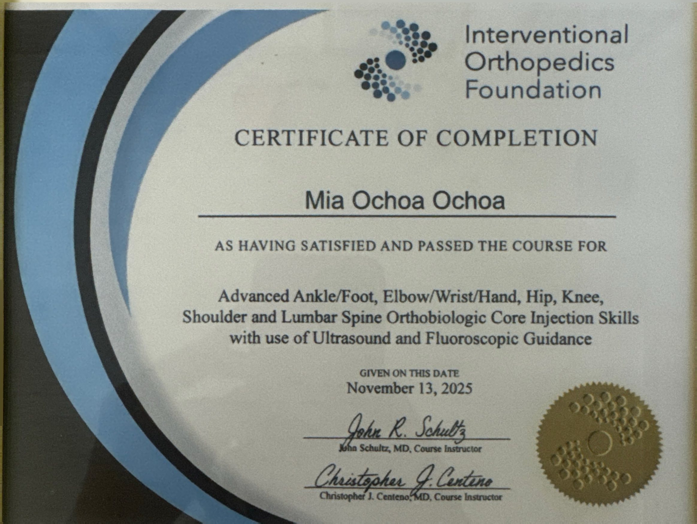 Advanced Orthobiologic Core Injection Skills