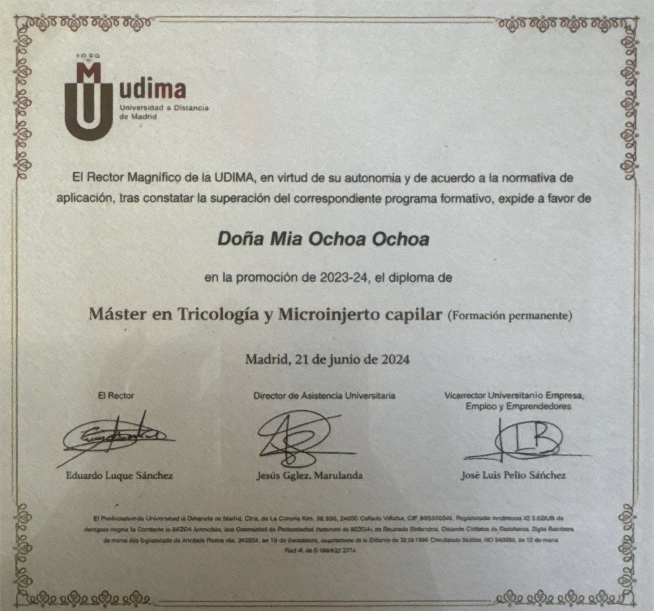 Master in Trichology and Hair Micrografting